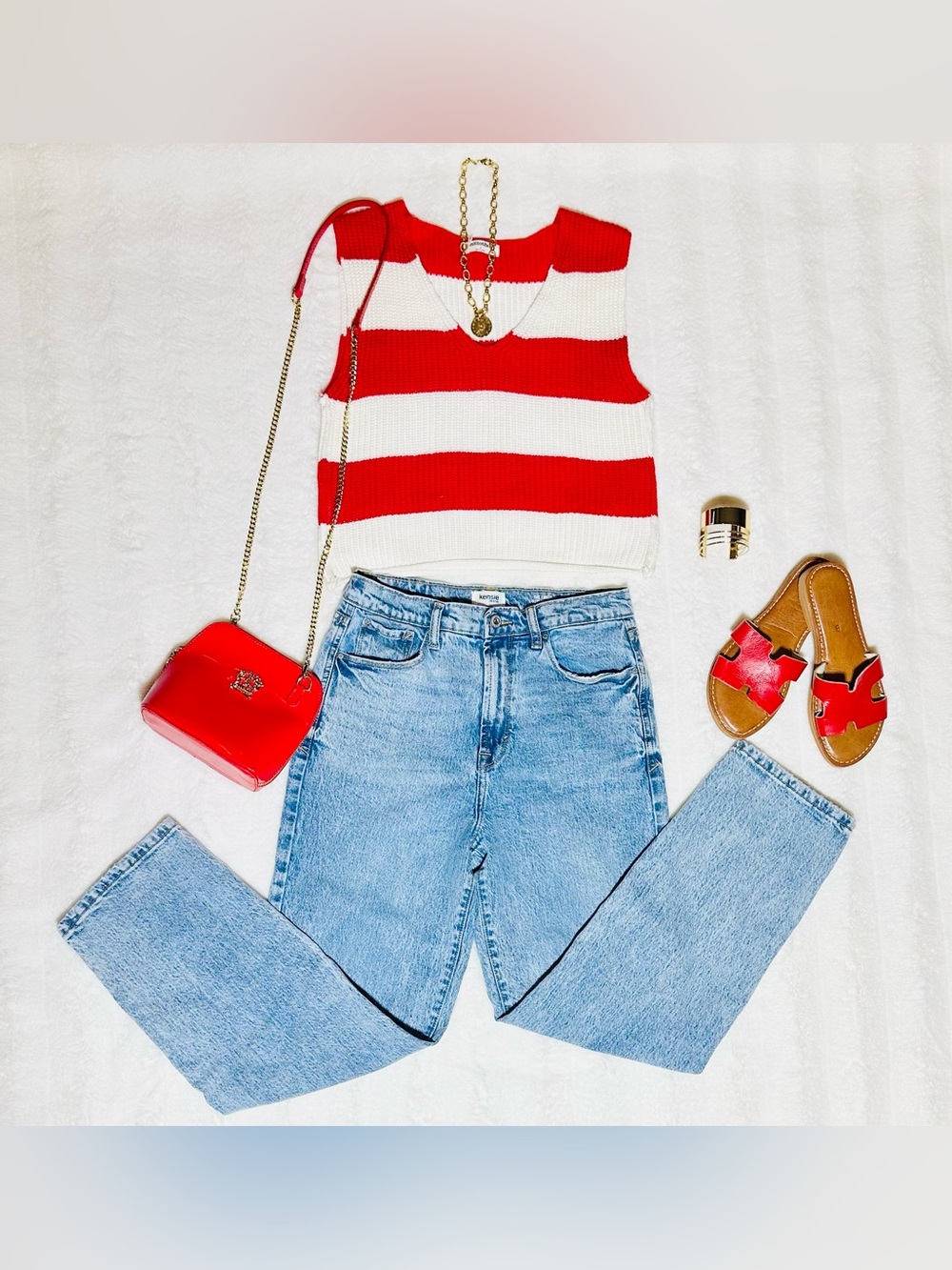 Red and White Striped Sweater Vest